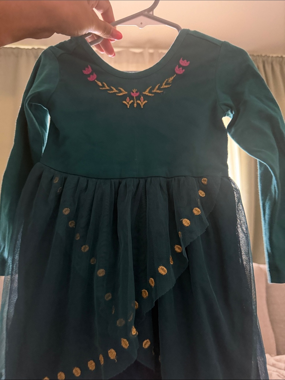 Hanna Andersson x FROZEN Teal Dress with Pink & Gold Embroidery - Picture 3 of 3
